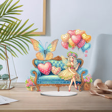 Load image into Gallery viewer, Acrylic Special Shape Elf Girl On The Sofa Diamond Painting Desktop Ornaments