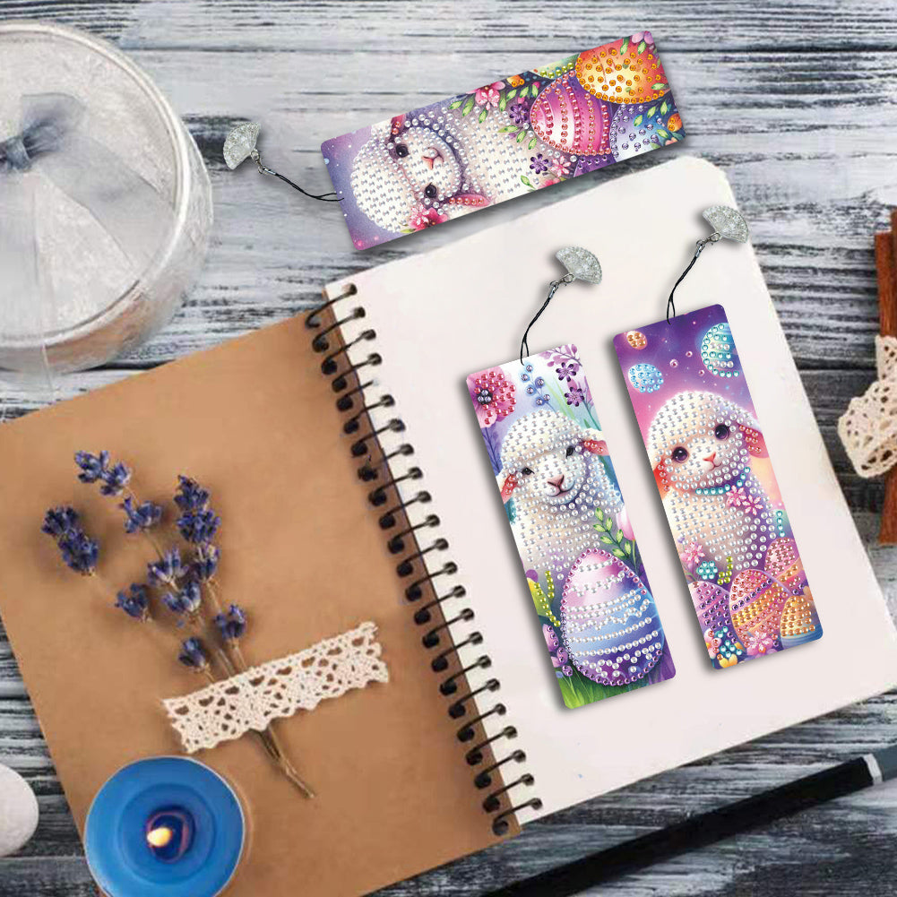 3Pcs Special Shape Easter Sheep 5D DIY Diamond Painting Bookmark Making Kit