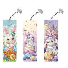 Load image into Gallery viewer, 3Pcs Special Shape Easter Bunny 5D DIY Diamond Painting Bookmark Making Kit
