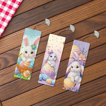 Load image into Gallery viewer, 3Pcs Special Shape Easter Bunny 5D DIY Diamond Painting Bookmark Making Kit