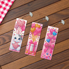 Load image into Gallery viewer, 3Pcs Special Shape Valentines Day Cat Diamond Painting Bookmark Making Kit
