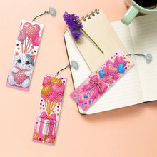 Load image into Gallery viewer, 3Pcs Special Shape Valentines Day Cat Diamond Painting Bookmark Making Kit