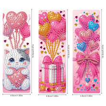 Load image into Gallery viewer, 3Pcs Special Shape Valentines Day Cat Diamond Painting Bookmark Making Kit