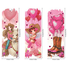 Load image into Gallery viewer, 3Pcs Special Shape Valentines Day Cowboy Diamond Painting Bookmark Making Kit