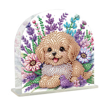 Load image into Gallery viewer, Acrylic Puppy Flower Diamond Painting Napkin Rack Decor for Home Office Decor