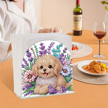 Load image into Gallery viewer, Acrylic Puppy Flower Diamond Painting Napkin Rack Decor for Home Office Decor