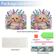 Load image into Gallery viewer, Acrylic Puppy Flower Diamond Painting Napkin Rack Decor for Home Office Decor