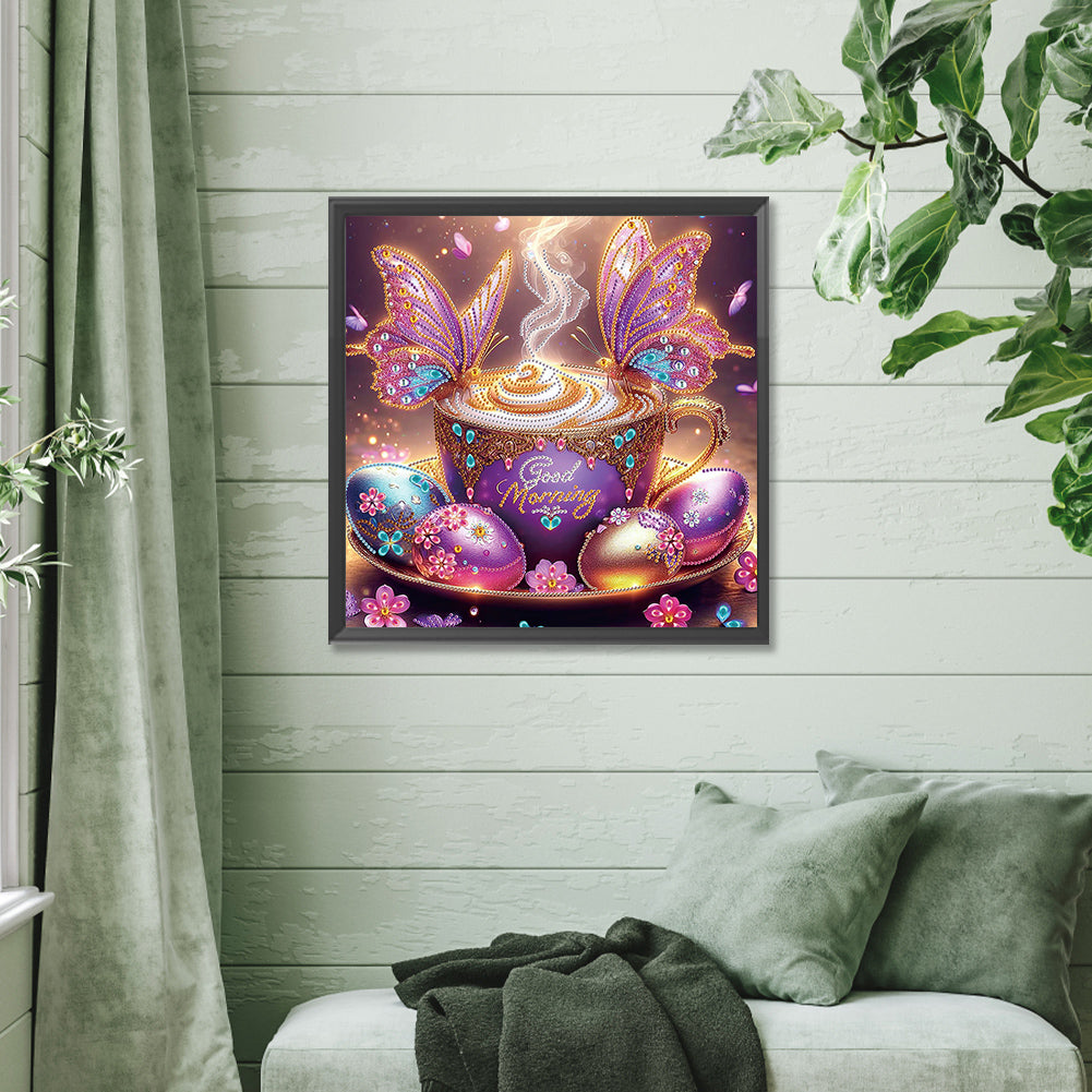 Diamond Painting - Partial Special Shaped - Butterfly Coffee (40*40CM)