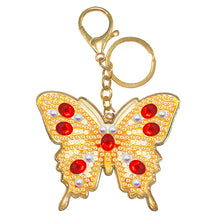 Load image into Gallery viewer, Metal Double Sided Special Shaped Golden Butterfly Diamond Art Keyring DIY Craft
