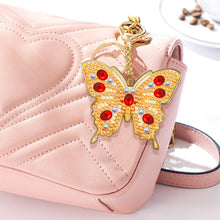 Load image into Gallery viewer, Metal Double Sided Special Shaped Golden Butterfly Diamond Art Keyring DIY Craft