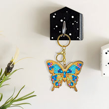 Load image into Gallery viewer, Metal Double Sided Special Shaped Golden Butterfly Diamond Art Keyring DIY Craft