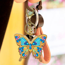 Load image into Gallery viewer, Metal Double Sided Special Shaped Golden Butterfly Diamond Art Keyring DIY Craft