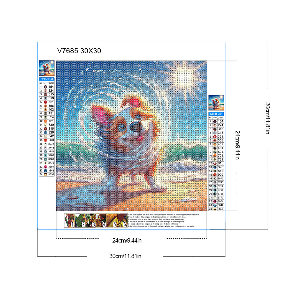 Diamond Painting - Full Round - Fluffy Dog (30*30CM)