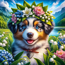 Load image into Gallery viewer, Diamond Painting - Full Round - Wreath Dog (30*30CM)