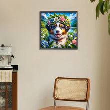 Load image into Gallery viewer, Diamond Painting - Full Round - Wreath Dog (30*30CM)