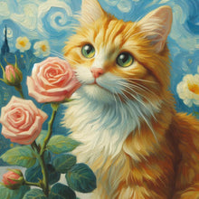 Load image into Gallery viewer, Diamond Painting - Full Round - Rose Orange Cat (30*30CM)