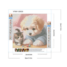 Load image into Gallery viewer, Diamond Painting - Full Round - Mischievous Cat and Dog (30*30CM)