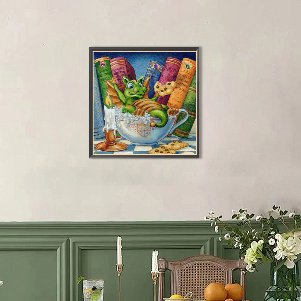 AB Diamond Painting - Full Round - Bathing little green dragon (40*40CM)