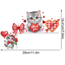 Load image into Gallery viewer, Valentines Day Cat Diamond Painting Door Corner Decor 5D DIY Wooden Door Topper