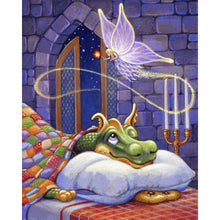 Load image into Gallery viewer, AB Diamond Painting - Full Round - Fairy and little green dragon (40*50CM)
