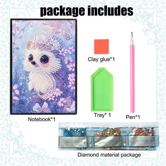 Special Shaped Hedgehog 5D DIY Diamond Painting Notebook for Students Adults