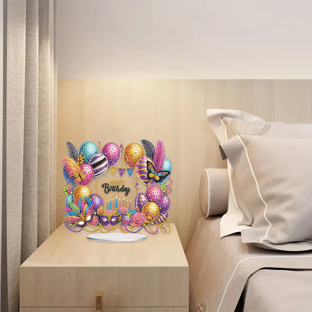 Acrylic Special Shape Carnival Happy Birthday Diamond Painting Desktop Ornaments