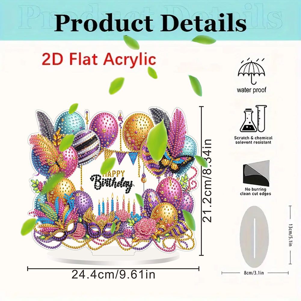 Acrylic Special Shape Carnival Happy Birthday Diamond Painting Desktop Ornaments
