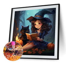 Load image into Gallery viewer, AB Diamond Painting - Full Round - Cute Little Witch and Black Cat (40*40CM)
