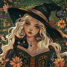 Load image into Gallery viewer, AB Diamond Painting - Full Round - Mysterious Witch and Black Cat (40*40CM)