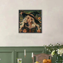 Load image into Gallery viewer, AB Diamond Painting - Full Round - Mysterious Witch and Black Cat (40*40CM)