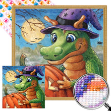 Load image into Gallery viewer, AB Diamond Painting - Full Round - Halloween Little Green Dragon (40*40CM)
