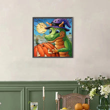 Load image into Gallery viewer, AB Diamond Painting - Full Round - Halloween Little Green Dragon (40*40CM)
