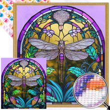 Load image into Gallery viewer, AB Diamond Painting - Full Round - Colored Window Dragonfly Painting (45*50CM)