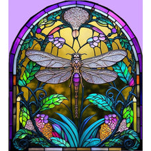 Load image into Gallery viewer, AB Diamond Painting - Full Round - Colored Window Dragonfly Painting (45*50CM)