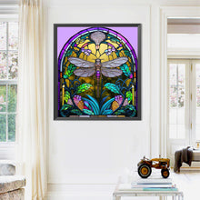 Load image into Gallery viewer, AB Diamond Painting - Full Round - Colored Window Dragonfly Painting (45*50CM)