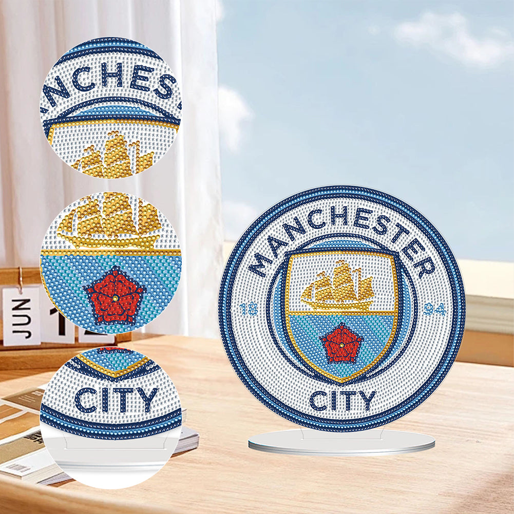 Acrylic Special Shape Manchester City Diamond Painting Desktop Ornaments