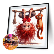 Load image into Gallery viewer, Diamond Painting - Full Round - Girl and cat who stand upside down (40*40CM)