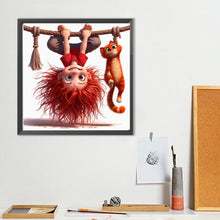 Load image into Gallery viewer, Diamond Painting - Full Round - Girl and cat who stand upside down (40*40CM)