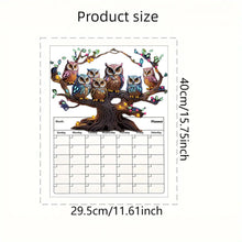 Load image into Gallery viewer, Owl On The Tree Diamond Painting Magnetic Fridge Calendar To-do List Calendar