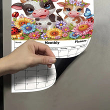 Load image into Gallery viewer, Cow Diamond Painting Magnetic Fridge Calendar To-do List Calendar for Beginners