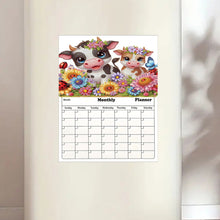 Load image into Gallery viewer, Cow Diamond Painting Magnetic Fridge Calendar To-do List Calendar for Beginners