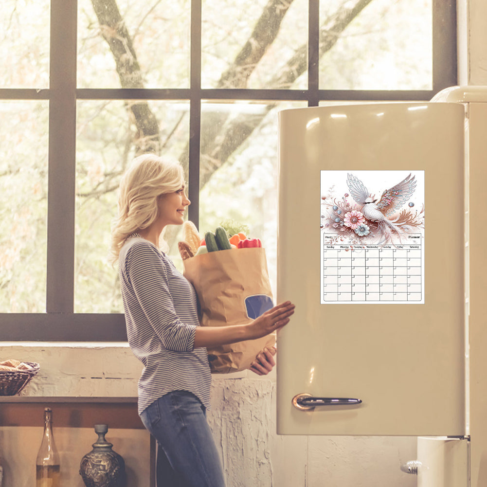 Flying Bird Diamond Painting Magnetic Fridge Calendar To-do List Calendar