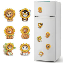 Load image into Gallery viewer, 6Pcs Sunflower Animals Diamond Painting Fridge Magnet Diamond Art Magnets Decals