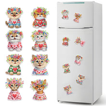 Load image into Gallery viewer, 6Pcs Flowers Cats Dogs Diamond Painting Fridge Magnet Diamond Art Magnets