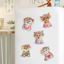 Load image into Gallery viewer, 6Pcs Flowers Cats Dogs Diamond Painting Fridge Magnet Diamond Art Magnets