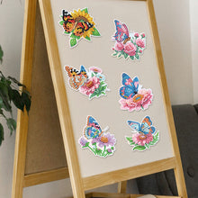 Load image into Gallery viewer, 6Pcs Flowers Butterfly Diamond Painting Fridge Magnet Diamond Art Magnets Decals