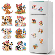 Load image into Gallery viewer, 6Pcs Butterfly Puppy Diamond Painting Fridge Magnet Diamond Art Magnets Decals