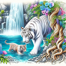 Load image into Gallery viewer, Diamond Painting - Full Round - White Tiger (50*50CM)