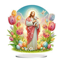 Load image into Gallery viewer, Acrylic Special Shape Jesus Tulips Diamond Painting Desktop Decors for Adults