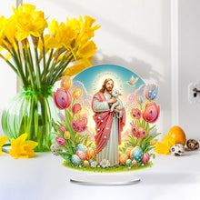 Load image into Gallery viewer, Acrylic Special Shape Jesus Tulips Diamond Painting Desktop Decors for Adults